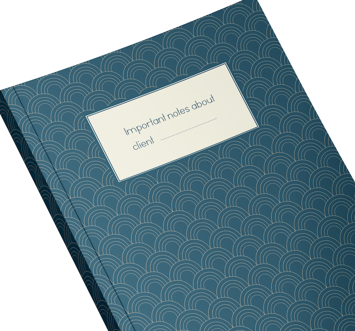 Blue patterned notebook